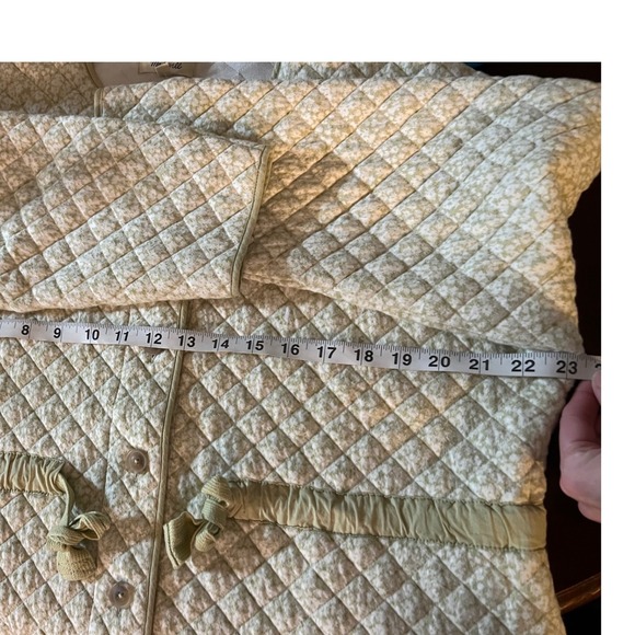 Madewell Quilted Jacquard Snap-Front Collarless Jacket Daisy Blooms Seagrass M - Picture 9 of 10